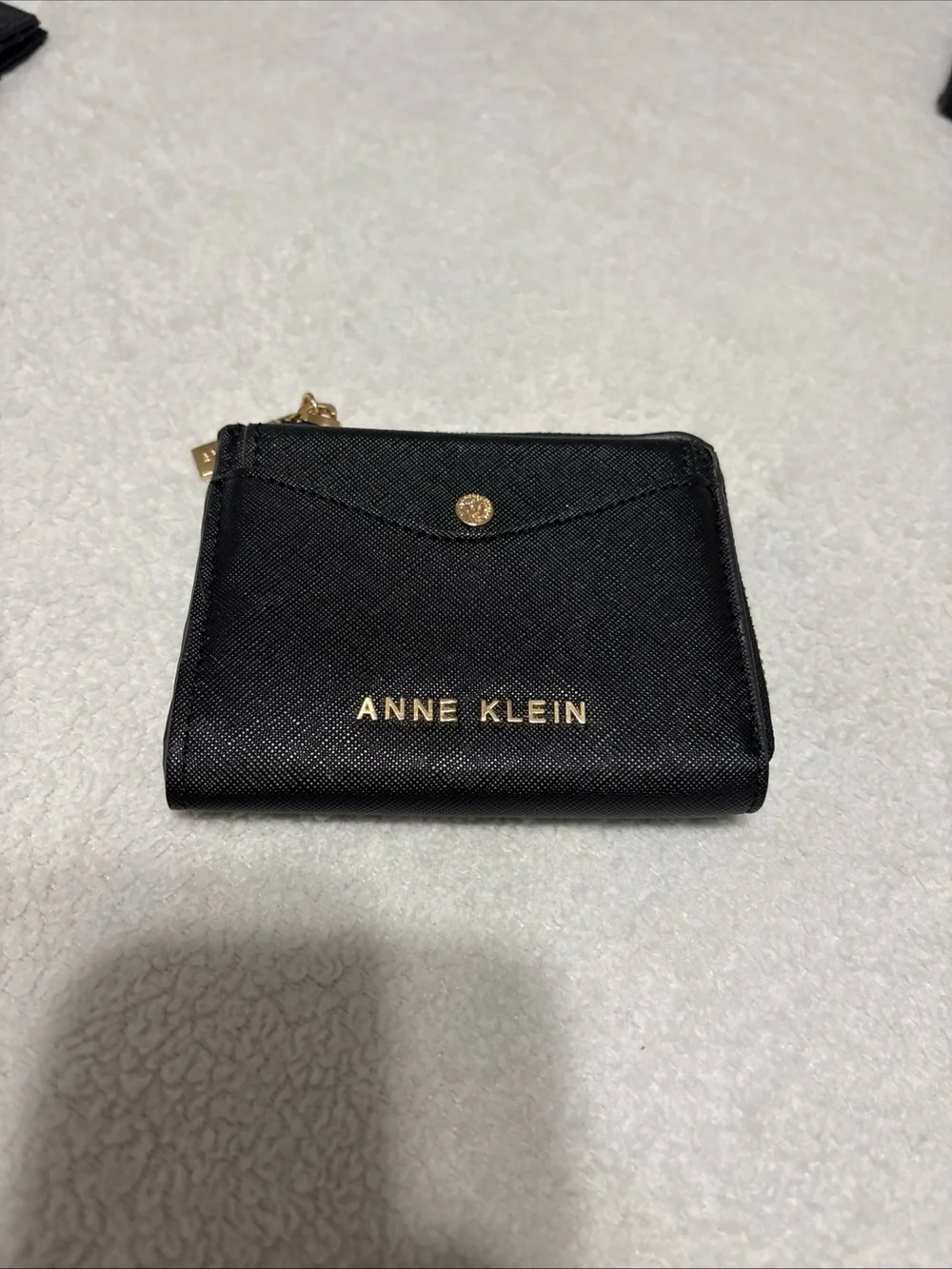 Anne Klein Black Wallet with Gold Hardware
